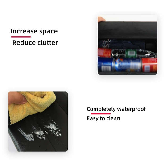 For Tesla Model Y PU Leather Car Interior Storage Glove Box Modification Accessories, Style: Air ...