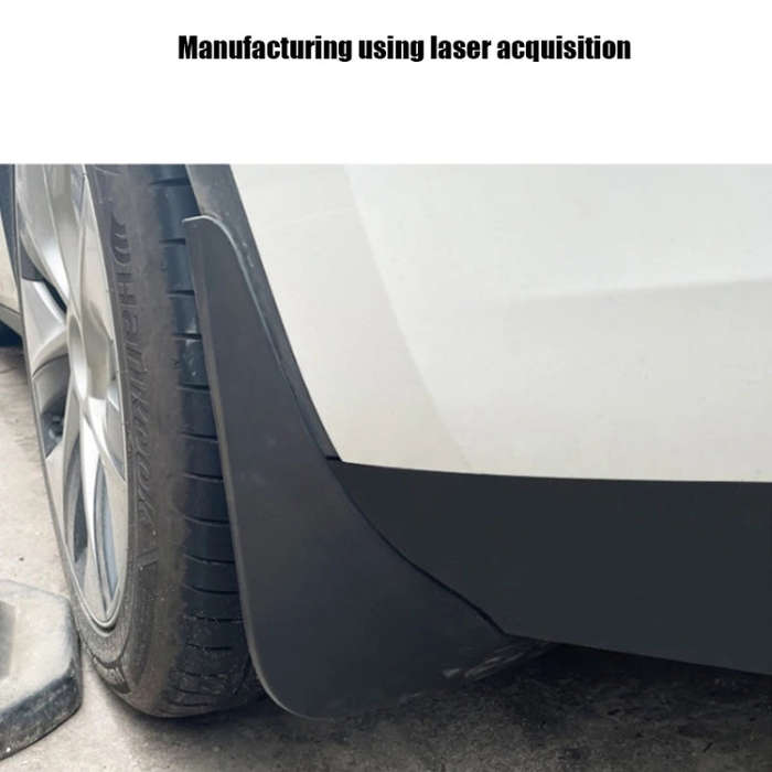 For Tesla Model Y Car Punch-Free Front And Rear Wheel Soft Rubber Mudguards, Style: Carbon Fiber