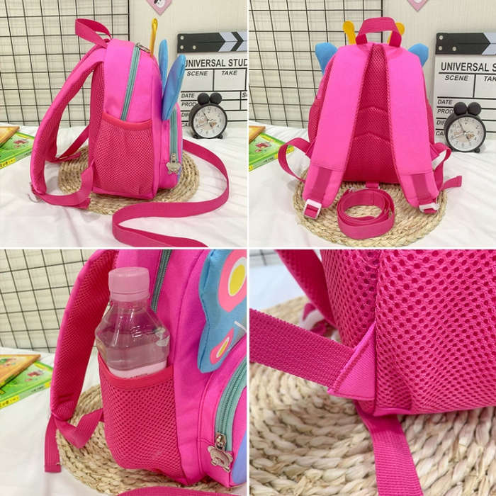 Children Schoolbag Shoulder Bag Girls Cute Cartoon Butterfly Backpack(Pink)