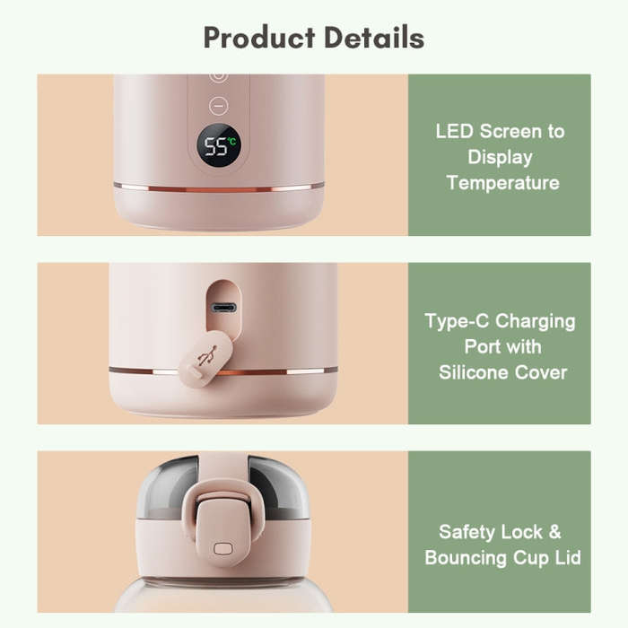 300ml Wireless Instant Water Warmer Electric Kettle for Baby Formula With 5200 mAh Battery Capaci...