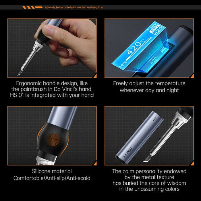 FNIRSI 4pcs/ Set Mini Soldering Station Digital Display Constant Temperature Smart Soldering Iron...