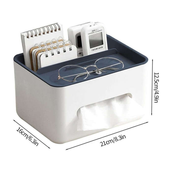 Multifunctional Tissue Box Napkin Container Organizer Box for Remote Control(Blue)