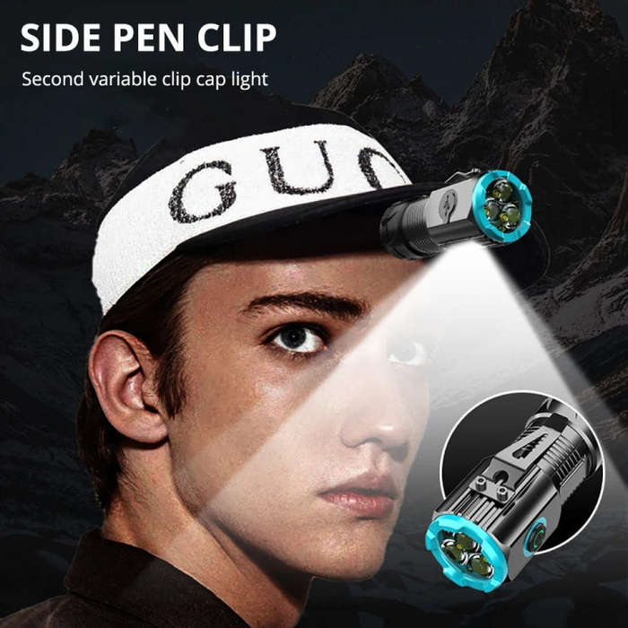 Mini Outdoor Dual Light Source Magnetic Hat Clip Multifunctional Portable Flashlight(without Batt...