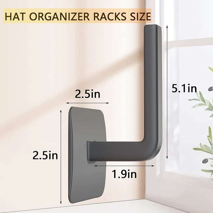 2pcs Baseball Hat Wall Self-Adhesive Hanging Shelf Rack Hook(White)
