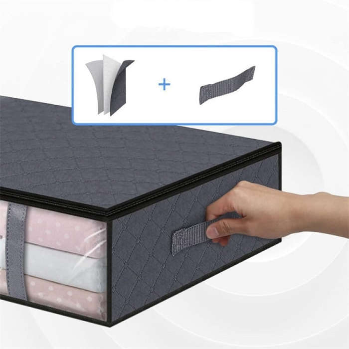 Non-woven Foldable Clothing Storage Bag Quilt Blanket Packing Bag(Gray)