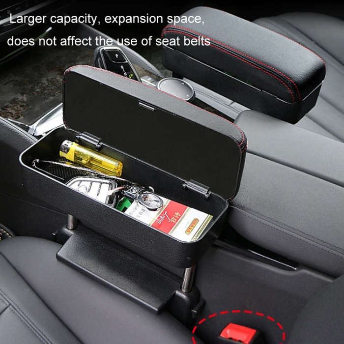 Car Wireless Charging Armrest Box Multifunctional Seat Crack Storage Box, Color: Beige