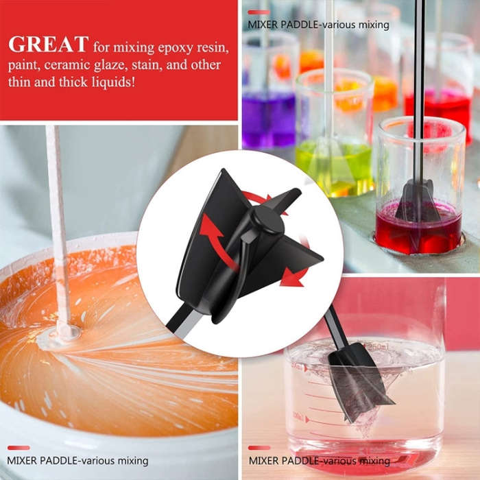 Paint and Resin Epoxy Mixer Paddle Attachment for Drill(Black)