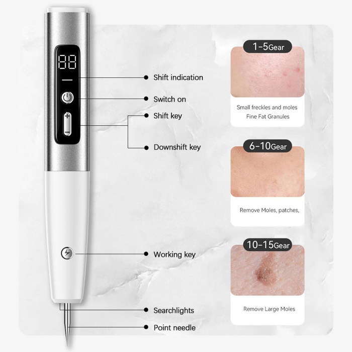 15 Gears Rechargeable Mole Spotting Pen Laser Beauty Instrument Spot Removal Magic Tool(Gold)