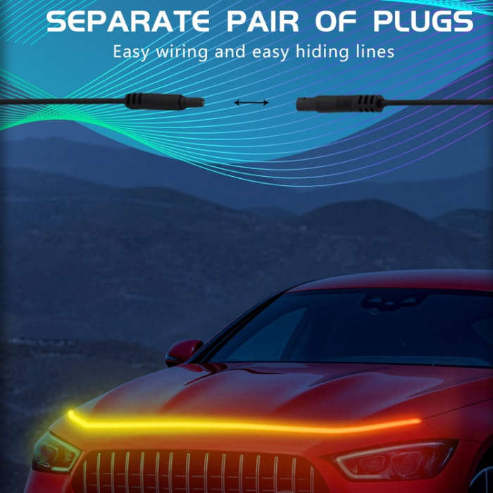 Car LED Streamer Phantom Running Lights Voice-Controlled Rhythmic Atmosphere Light With Turn Sign...
