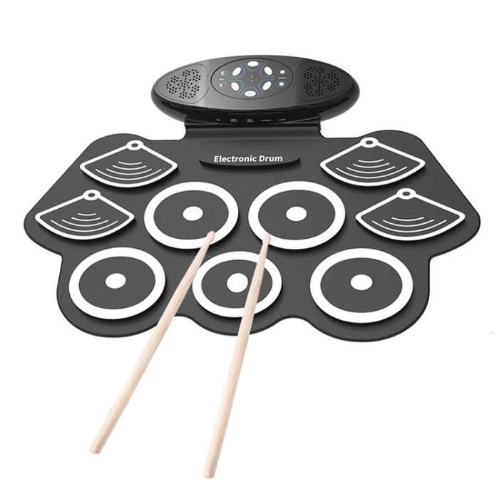 W562 Thickened 7 Drum Set Silicone Hand Rolled Drums Jazz Drums Percussion Instruments Electronic...