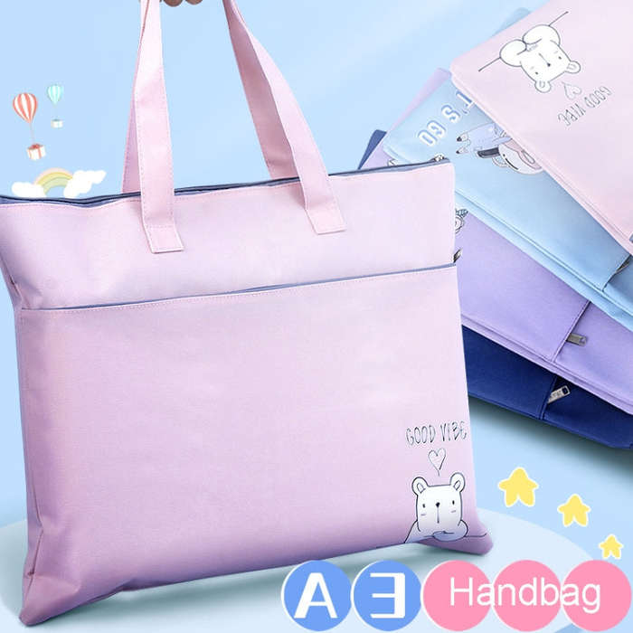 BeiDuoMei Student A3 Art Drawing Handbag Test Paper File Storage Bag, Style: Simple Model Blue