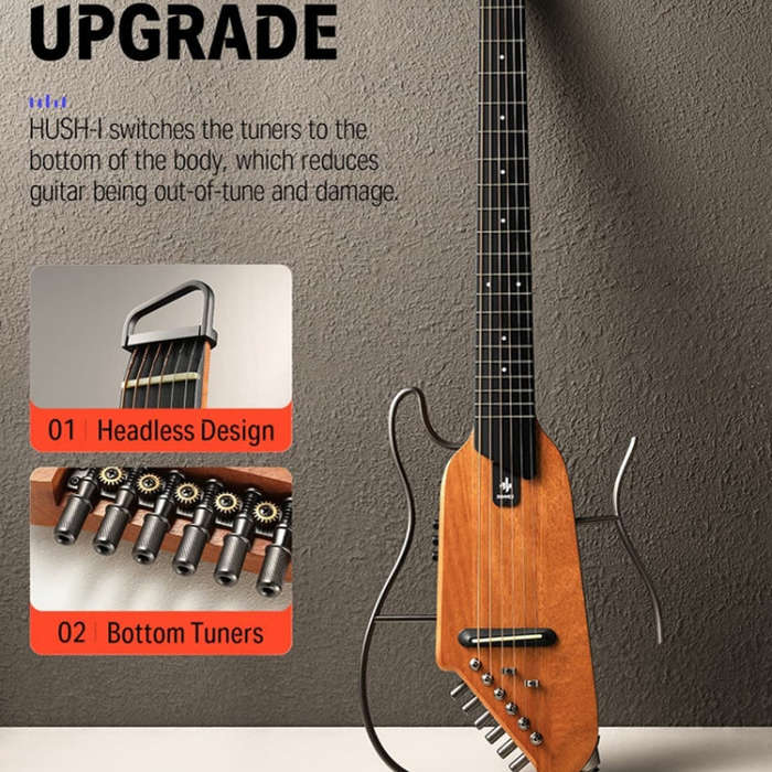 DONNER Smart Headless Silent Guitar Travel Portable Detachable Acoustic Guitar, Style: Mahogany S...
