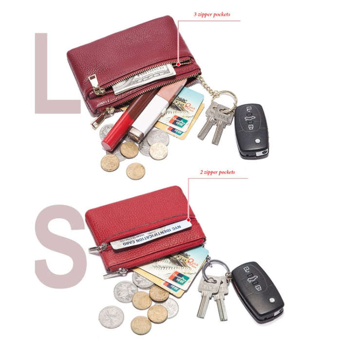 HUMERPAUL WX2010 Ladies Leather Mini Wallet Portable Coin Purse And Card Holder, Size: S(Red)