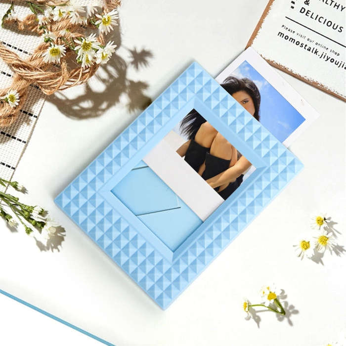 Mini 3-Inch Rivet Vertical Color Celebrity Photo Card Photo Frame(Blue)