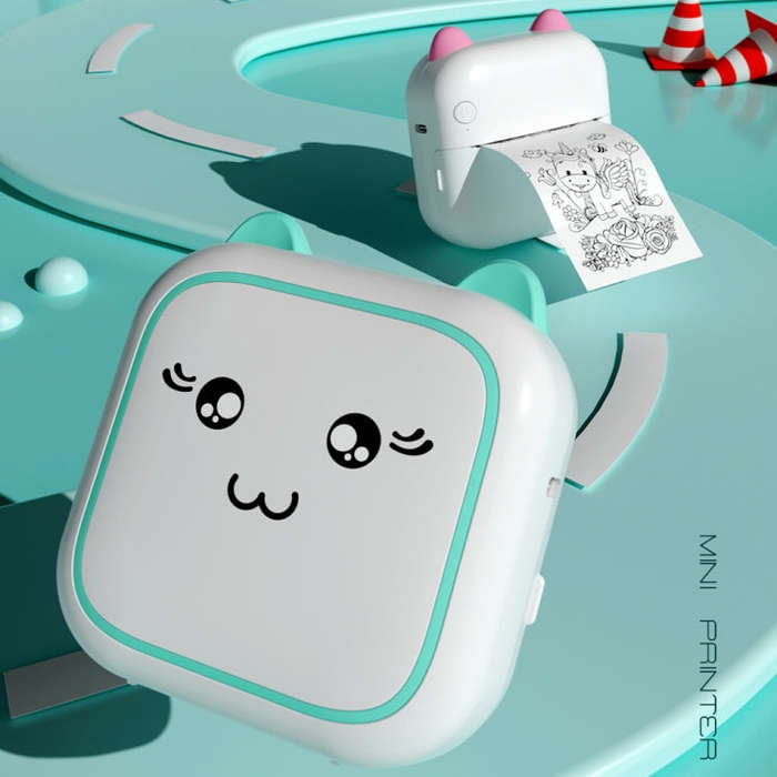 M5 Mini Cartoon Portable Bluetooth Printer Photo Thermal Printer(Blue)