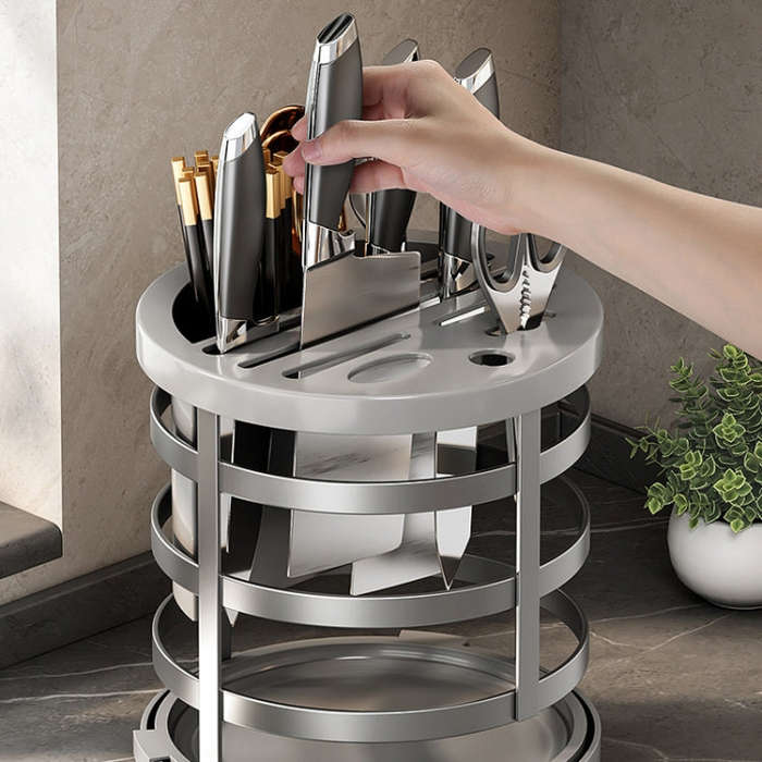 Home Thicken Knife Organizer Chopstick Cylinder Kitchen Drainage Countertop Shelf, Specification:...