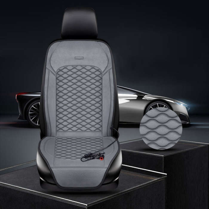12V Car Winter Electric Heating Short Plush Seat Cushion, Color: Gray