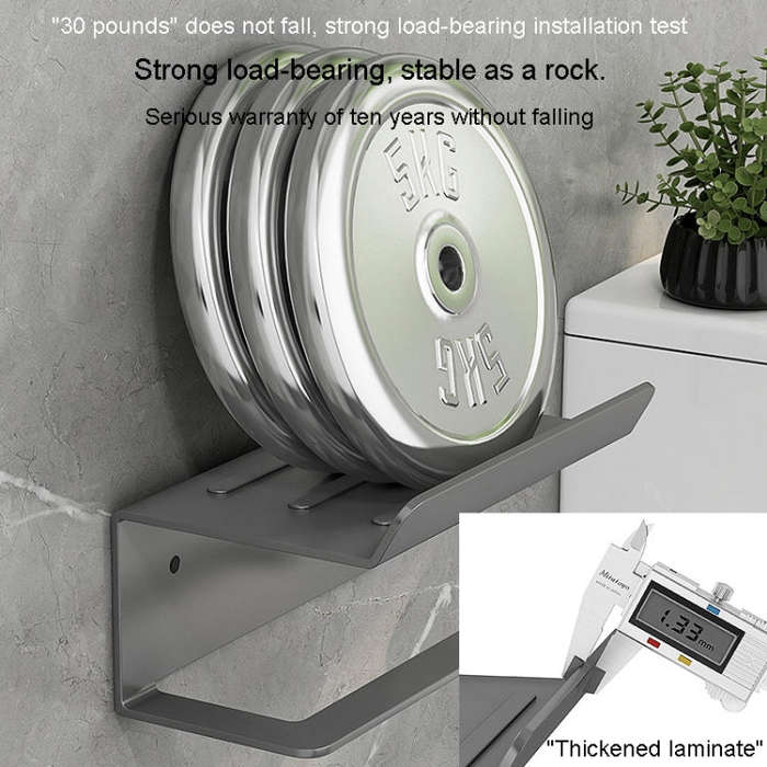 Stainless Steel Bathroom Roll Paper Holder No-Punch Cell Phone Storage Shelf, Style: Paper Rack (...