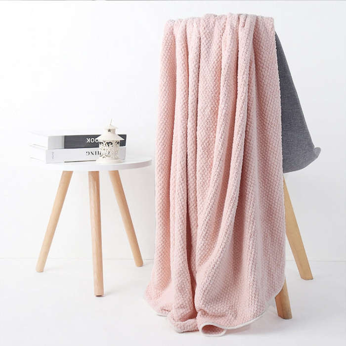90x170cm Bath Shower Towel Home Hotel Extra Absorbent Bath Towel for Children and Adults(Pink)