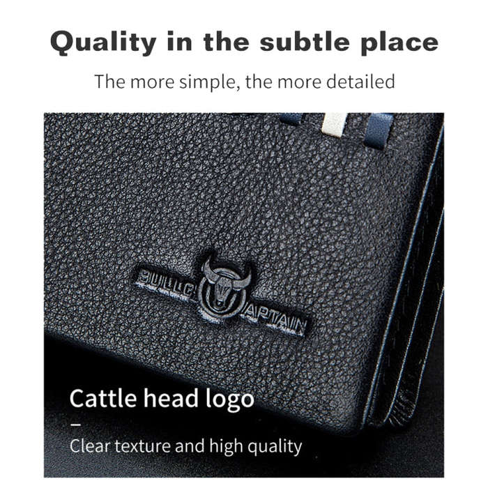 BULL CAPTAIN 0200 Large-capacity First-layer Cowhide Multi-card Slot Wallet RFID Anti-theft Card ...