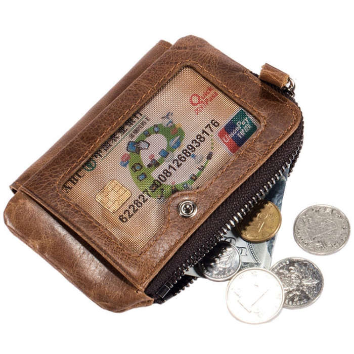 BULL CAPTAIN 01 RFID Anti-theft Multifunctional Cowhide Vertical Detachable Men Wallet(Coffee)