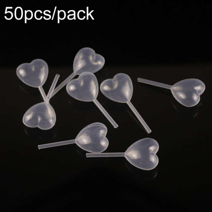 50pcs /Pack 4ml Jam Injection Baking Straw Disposable Plastic Dropper Jam Syringe, Model: Love Shape
