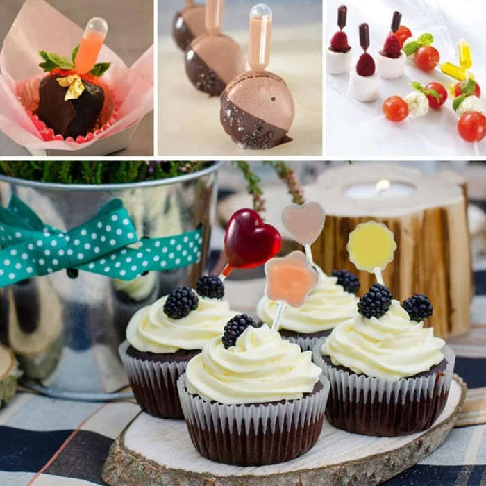 50pcs /Pack 4ml Jam Injection Baking Straw Disposable Plastic Dropper Jam Syringe, Model: Love Shape