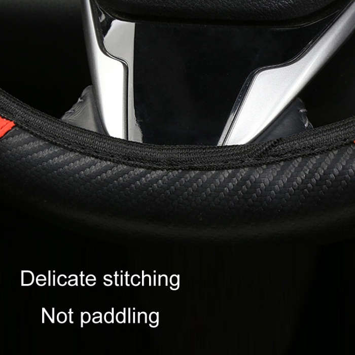 39cm Carbon Fiber Elastic Leather Without Inner Ring Car Steering Wheel Cover, Color: Purple