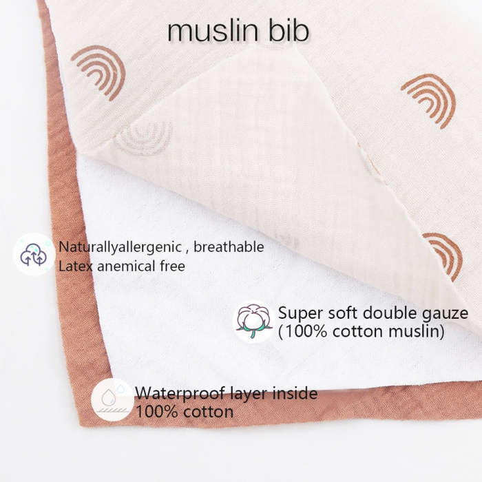 3 In 1 Baby Drooling Towel Cotton Printed Double Sided Triangle Towel Headband Set Waterproof Bib...