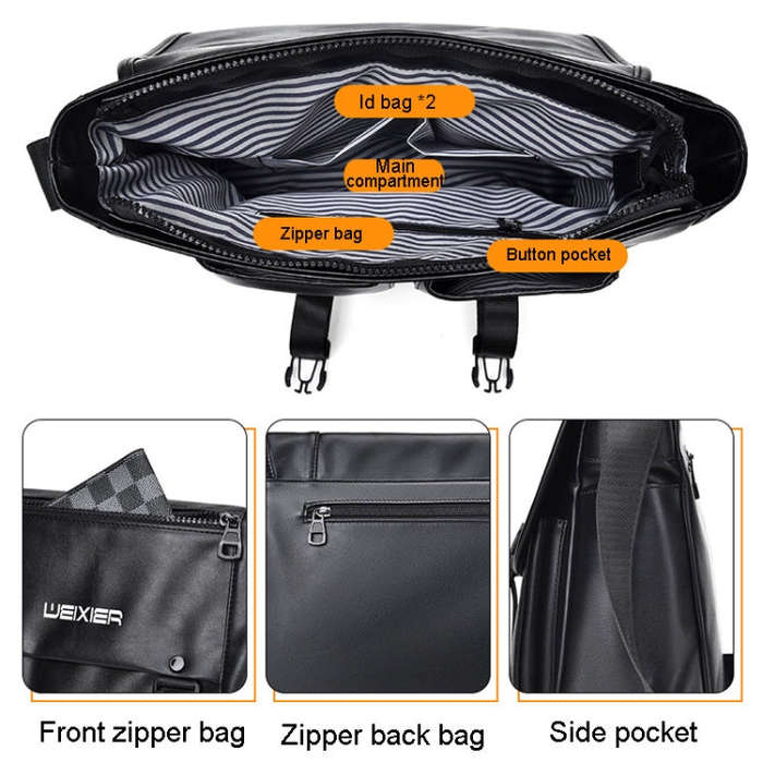 WEIXIER D269 Business Casual Mens Messenger Bag Large Capacity Workwear Functional Crossbody Pack...