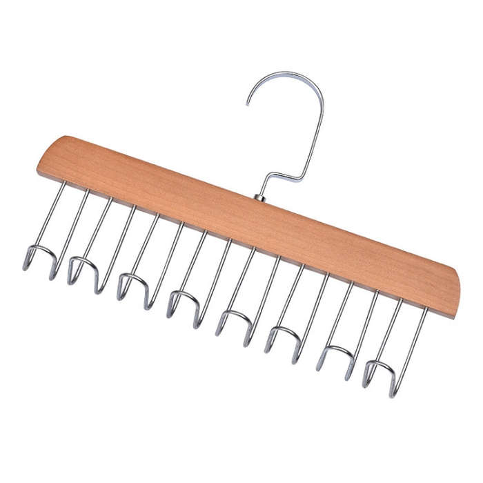 Wooden Sling Hanger Lingerie Vest Tie Organizer Household Wave Drying Racks(Wood Color)