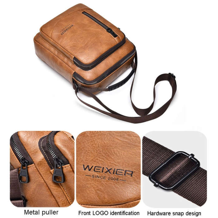 WEIXIER D288 Large Capacity Casual Crossbody Bag Business Waterproof Single Shoulder Packs(Black)