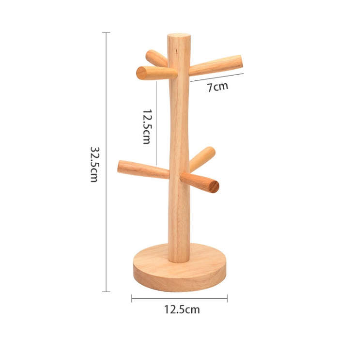Large Rubber Wood Drawing Cup Frame Home Coffee Tea Cup Frame Drain Storage Shelf
