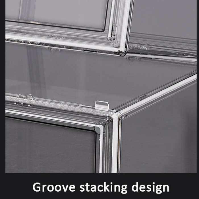 Stackable Transparent Storage Box Magnetic Suction Bookcase Handbag Display Rack, Style: Side Ope...