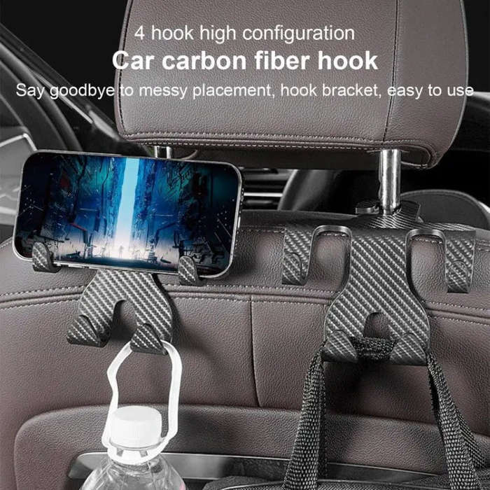 Car Storage Hook Rear Seat Invisible Multi-function Mobile Phone Holder(Black)