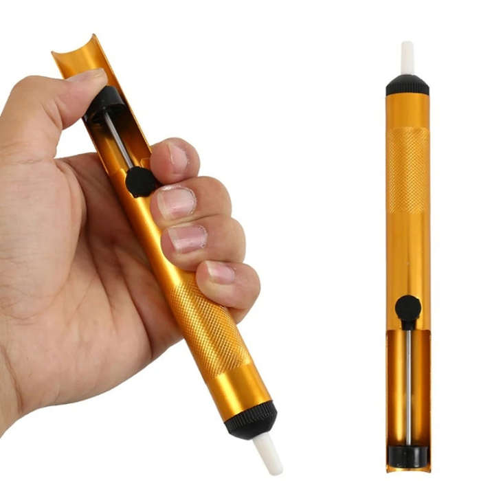 All-aluminum Alloy Solder Extractor Manual Soldering Iron Soldering Tool(Blister Gold)