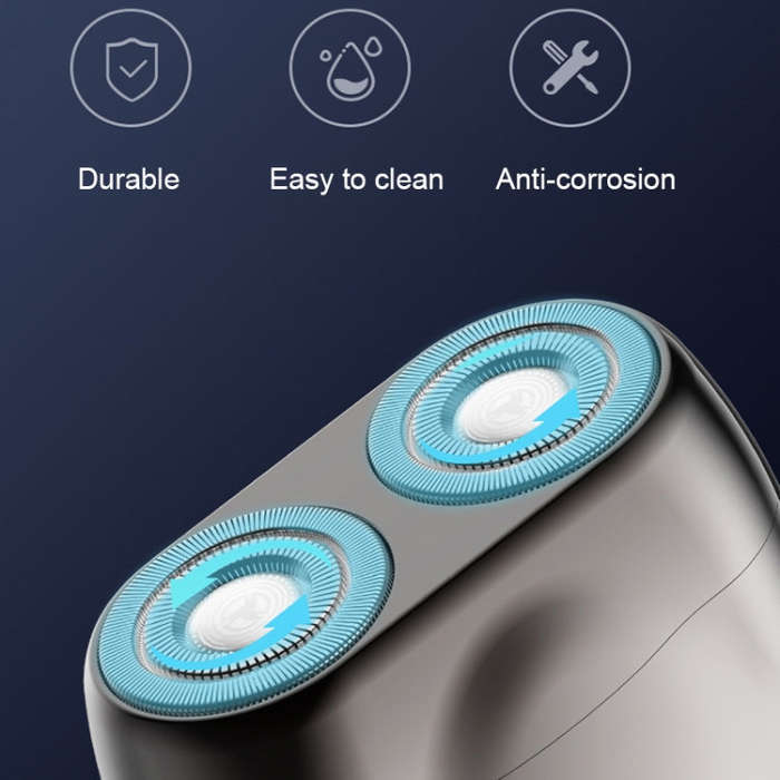 Double-head Mini Magnetic Shaver Portable Men Electric Shaver(Silver Black)