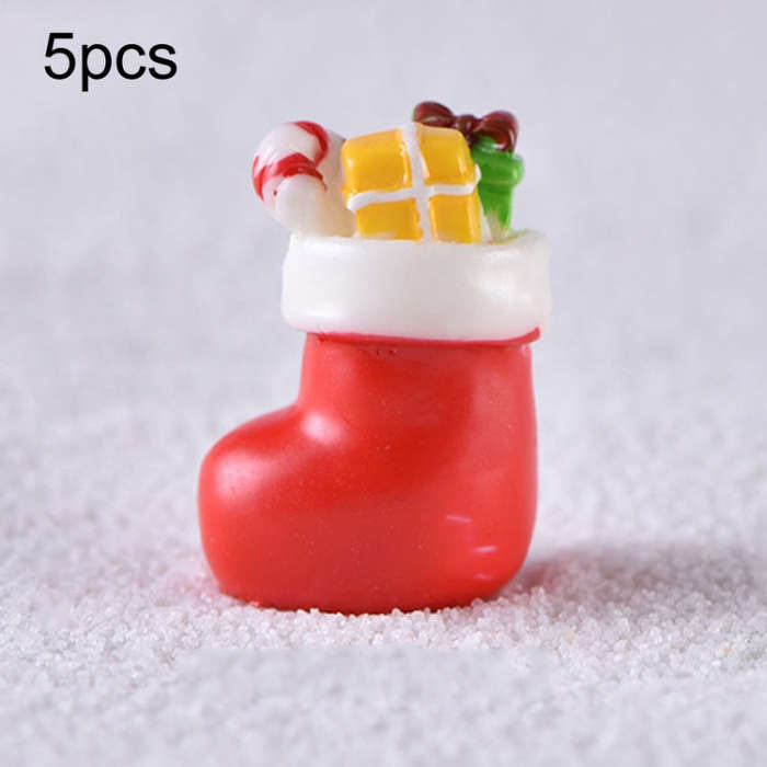 5pcs Christmas Decoration Accessories Micro Landscape Christmas Gift Resin Small Ornament, Style:...