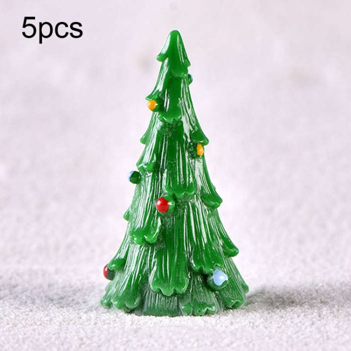 5pcs Christmas Decoration Accessories Micro Landscape Christmas Gift Resin Small Ornament, Style:...