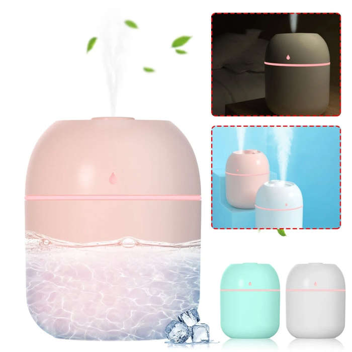USB Plug-in Car Household Air Purification Water Drop Humidifier Large Capacity Sprayer(Pink)