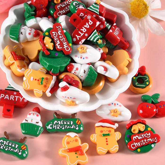 10pcs Christmas Mobile Phone Case Refrigerator Magnet Resin Accessories DIY Material, Style: Donut