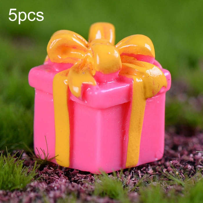 5pcs Christmas Decorations Resin Crafts Gifts Home Decorations Small Ornaments, Style: Pink Gift