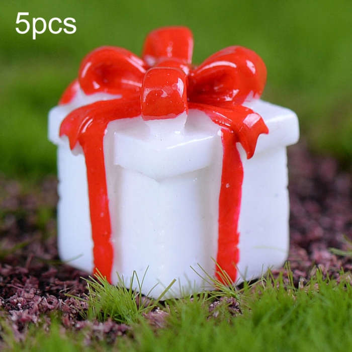 5pcs Christmas Decorations Resin Crafts Gifts Home Decorations Small Ornaments, Style: White Gift