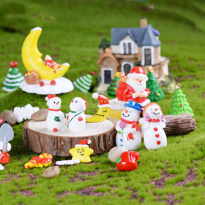 5pcs Christmas Decorations Resin Crafts Gifts Home Decorations Small Ornaments, Style: Hat