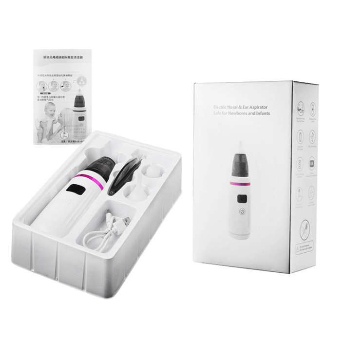 USB Charging Baby Snot Cleaner Electric Nasal Aspirator(White Silver)