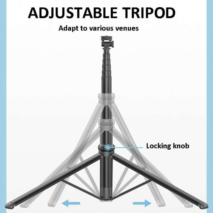 2m Metal Tripod Selfie Stick With 4 Expansion Interfaces for Phone Camera(Black)