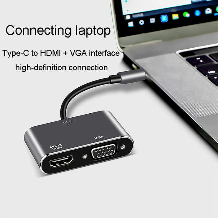 JINGHUA Z321 Multifunctional HUB Docking Station Converter, Interface: Type-C To HDMI+VGA
