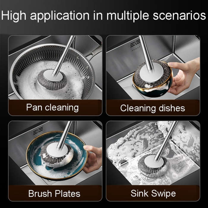 Kacheeg 304 Stainless Steel Pot Brush Kitchen Cleaning And Dishwashing Tools, Style: Short