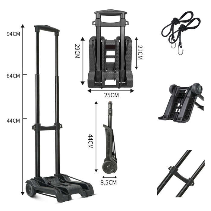 Folding Cargo Handling Trailer Household Grocery Shopping Cart, Color: Black