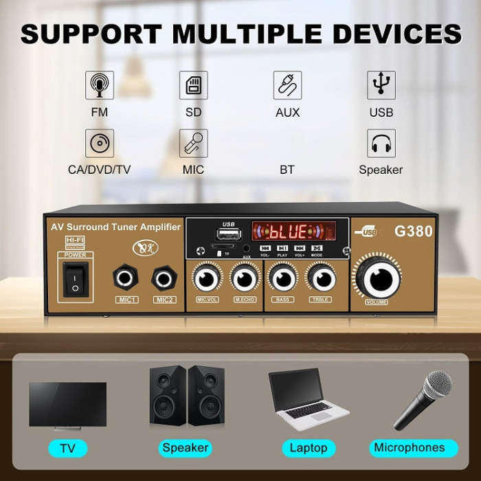 Car High-power Bluetooth Plug-in Card Digital Smart Amplifier(EU Plug)